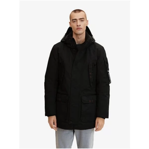 Černá pánská zimní bunda s kapucí Tom Tailor - Pánské