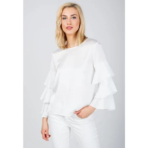 Lady's blouse with ruffles on the sleeves - white,