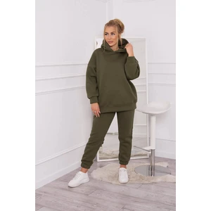 Insulated set with sweatshirt in khaki color