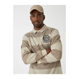 Koton College Sweatshirt Polo Neck Color Block