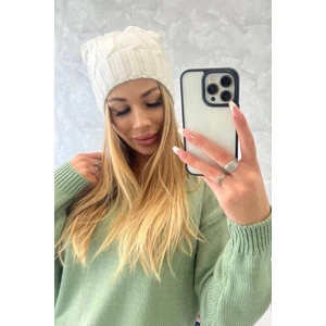 Beanie with fleece Iwona K221 white