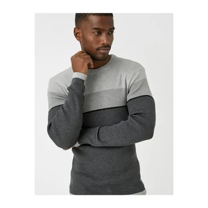 Koton Basic Knitwear Sweater Crew Neck Color Block