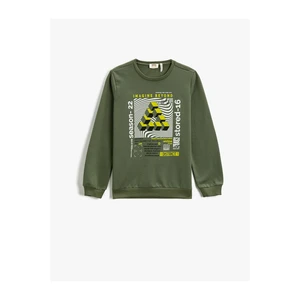 Koton Long Sleeve Sweatshirt with Printed Crewneck Cotton