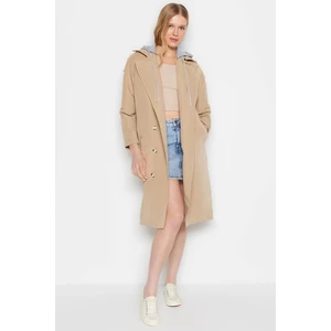 Trendyol Beige Hooded Belted Trench Coat