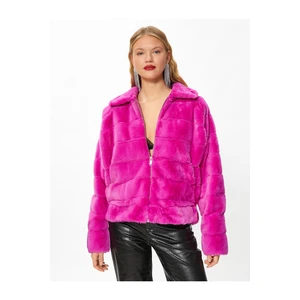 Koton Rachel Araz X - Layered Collar Zippered Plush Jacket