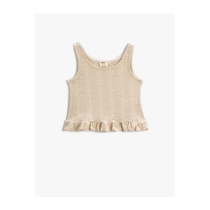 Koton Crop Fine-knit Top Sleeveless, Frilled Crewneck