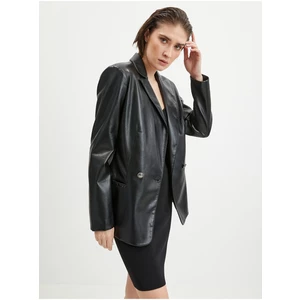 Black Leatherette Jacket Guess New Emelie - Ladies