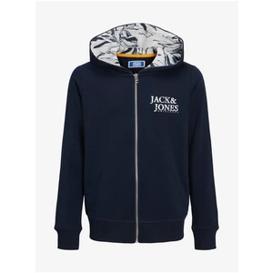 Tmavě modrá klučičí mikina na zip s kapucí Jack & Jones Crayon - Kluci