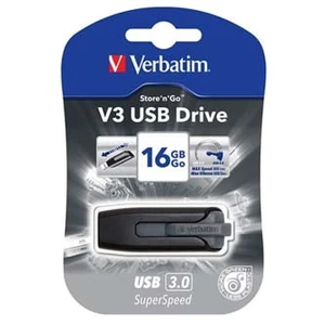 Verbatim USB flash disk, USB 3.0, 16GB, V3, Store N Go, černý, 49172, USB A, s výsuvným konektorem