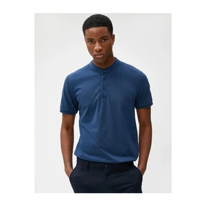 Koton 3sam10013mk In3 Indigo Men's Cotton Jersey Basic Short Sleeve Polo Neck T-shirt