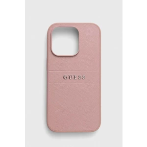 Zadní kryt Guess PU Leather Saffiano pro Apple iPhone 14 Pro, růžová