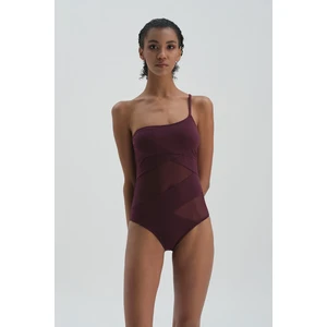 Dagi Claret Red One-Shoulder Swimsuit