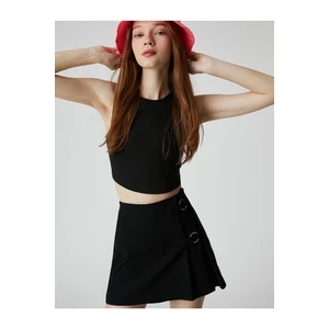 Koton Mini Short Skirt Viscose with Metal Ring Detail.