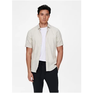 Beige Men's Linen Shirt ONLY & SONS Caiden - Men