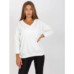 Ecru basic cotton blouse with 3/4 sleeves