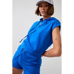 Summer tracksuit with shorts cornflower blue