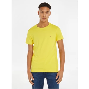 Žluté pánské basic tričko Tommy Hilfiger - Pánské