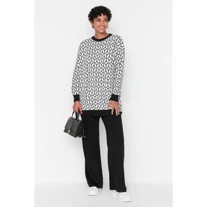 Trendyol Black Geometric Pattern Sweater-Pants Knitwear Set