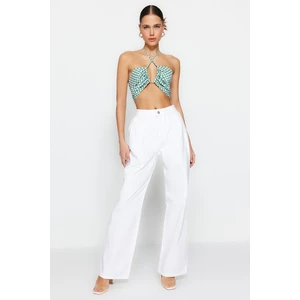 Trendyol White Pleated High Waist Palazzo Jeans