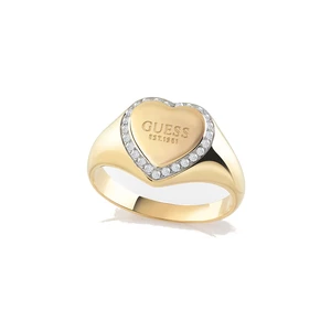 Guess Romantický pozlacený prsten Fine Heart JUBR01430JWYG 54 mm