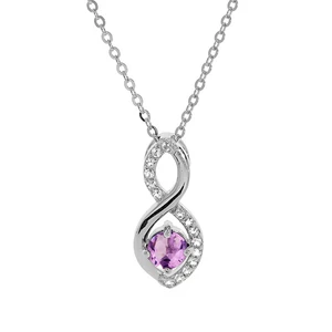 Brilio Silver Pôvabný strieborný náhrdelník s ametystom SP08340AM (retiazka, prívesok)