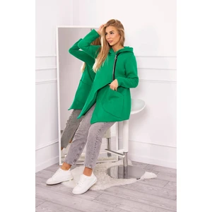 Insulated sweatshirt with asymmetrical zipper light green