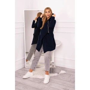 Insulated sweatshirt with asymmetrical zipper dark blue color