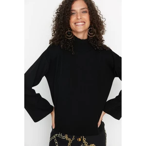 Trendyol Black Sleeve Detailed Knitwear Sweater