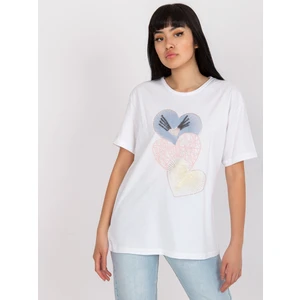 White cotton t-shirt with an applique