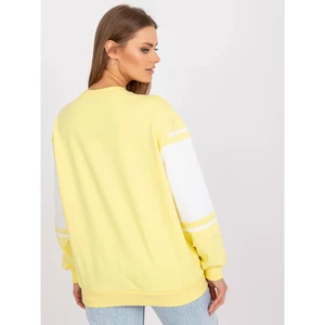 Yellow and white sweatshirt sweatshirt without a hood with patches