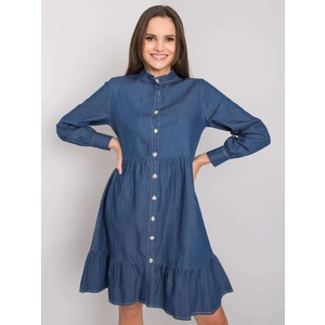 Dark blue dress with a frill Sophia RUE PARIS