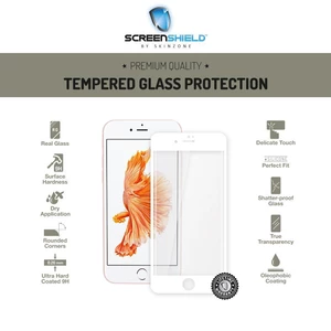 Screenshield™ Apple iPhone 7 Plus Tempered Glass protection display (full COVER WHITE metalic frame)