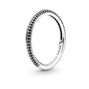 Pandora Minimalistický stříbrný prsten s černými krystaly Me 199679C02 50 mm