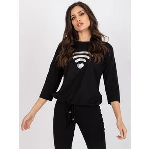 Black women's blouse with Domenica RUE PARIS print