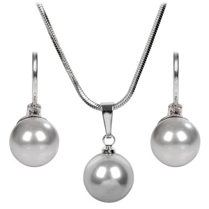 Levien Sada náhrdelníku a náušnic Pearl Light Grey SET-041