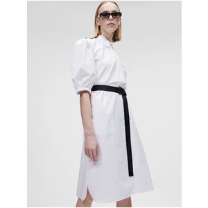 Šaty Karl Lagerfeld Poplin Shirt Dress - Bílá - 42