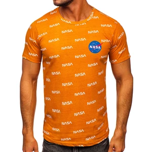 Oranžové pánske tričko s potlačou Bolf 14950
