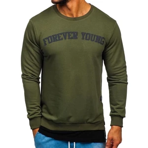 Bluză bărbați cu imprimeu FOREVER YOUNG kaki Bolf 11116