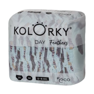 KOLORKY DAY - peří - M (5-8 kg) - 21 ks - jednorázové eko plenky