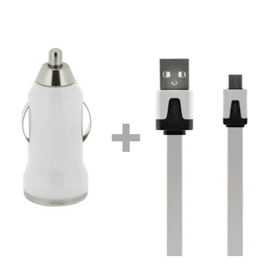 4-OK autós töltő + Adatkábel USB, 1 AMP, white