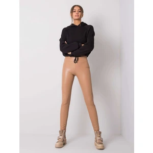 RUE PARIS Light brown faux leather leggings