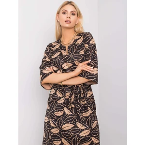 Black and beige dress with floral patterns