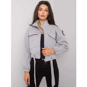 Gray women's sweatshirt with zip fastening