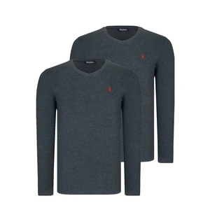 DUAL SET T8587 DEWBERRY V COLLAR MEN'S SWEATSHIRT-ANTHRACITIS-ANTHRACITIS