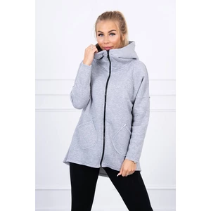Insulated sweatshirt with longer back and pockets gray