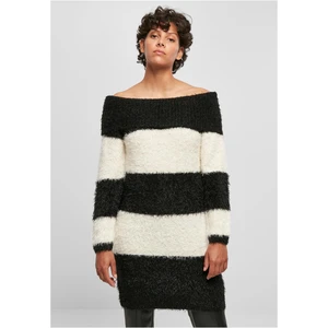 Women's off-the-shoulder feather dress black/white sand