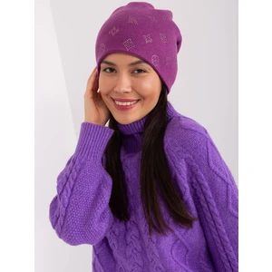 Purple winter hat with cashmere
