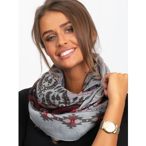 Gray scarf with folk print