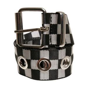 Plaid belt with eyelets black/white