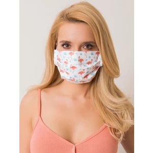 A white, reusable protective mask made of cotton